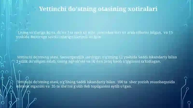 Saddi Iskandariy dostonining boblari boʻyicha tavsifi 3