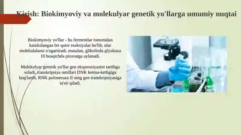 Biokimyoviy va molekulyar genetikyoʻli 3