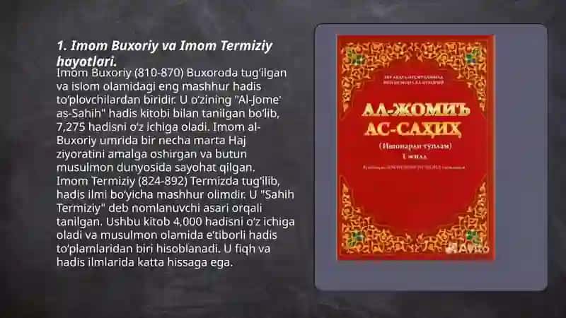 Imom Buxoriy va Imom Termiziyning hadis ilmiga qoʻshgan hissalarini qiyosiy tahlili 3