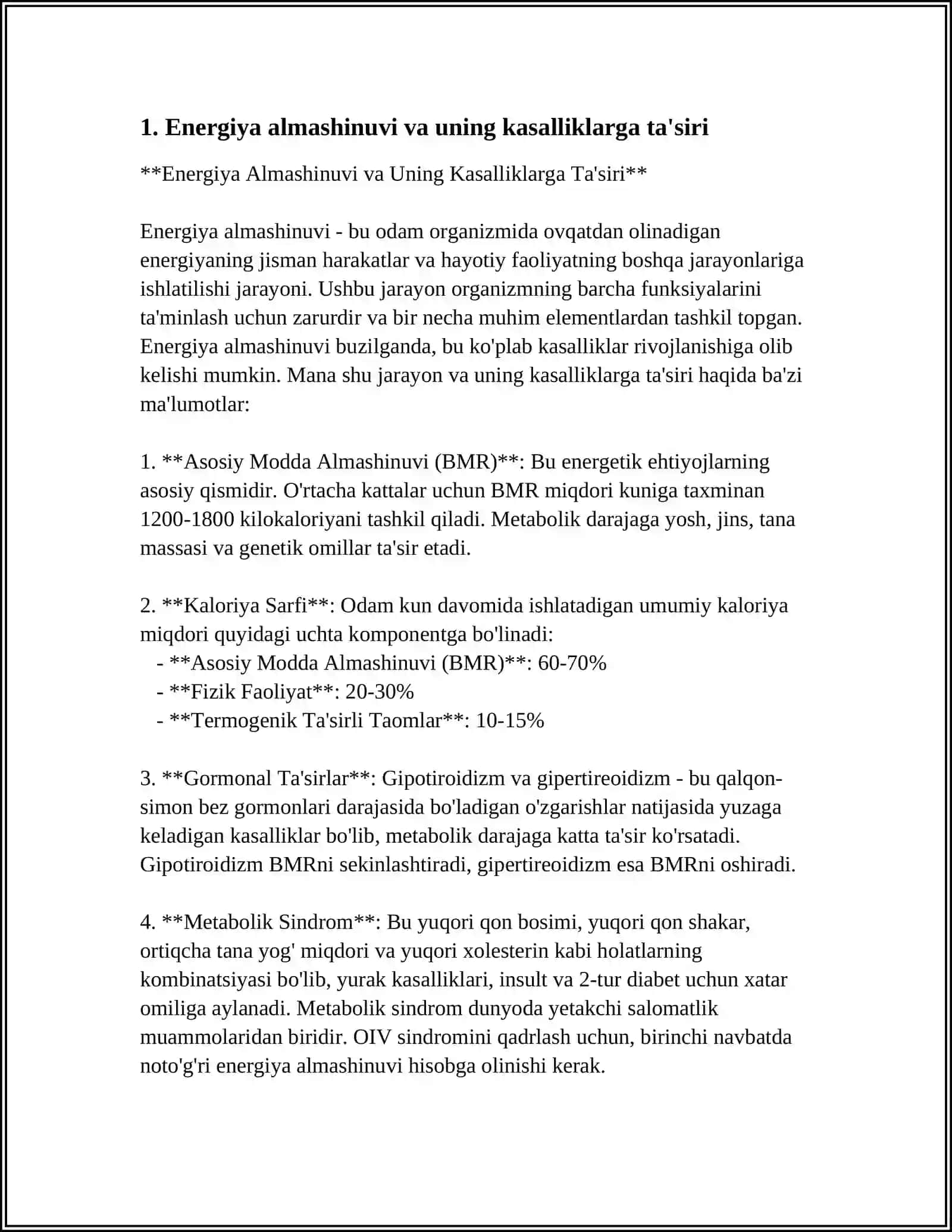 ORGANIZMNING TERMODINAMIK PARAMETRLARI.ULARNING O'ZGARISHI BILAN KELIB CHIQADIGAN KASALLIKLAR 3