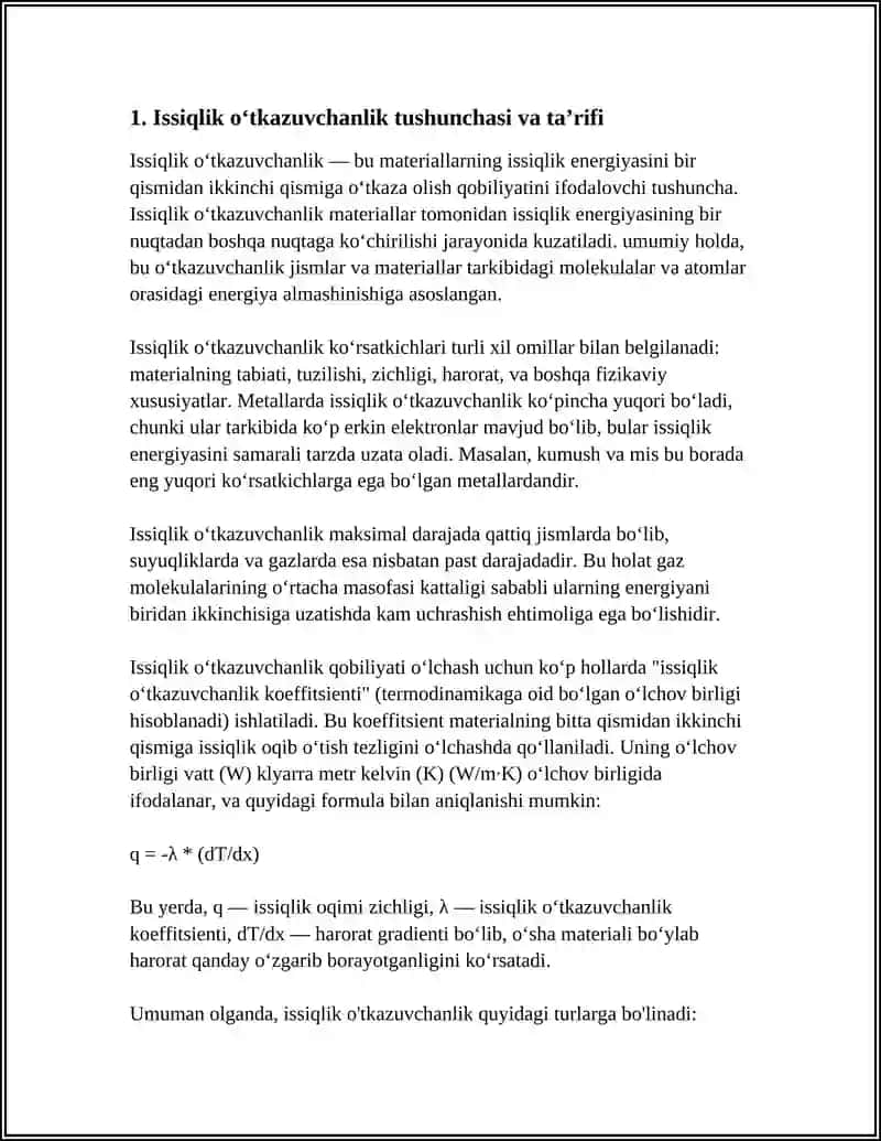 ISSIQLIK OʻTKAZUVCHANLIK. ISSIQLIK OʻTKAZUVCHANLIK TURLARI 3