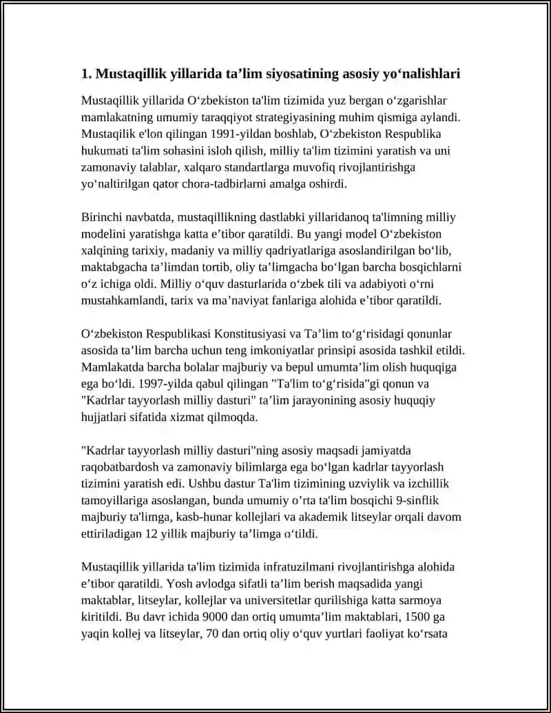 MUSTAQILLIKNING ILK YILLARIDA TALIM TIZIMIDAGI OʻZGARISHLAR 3