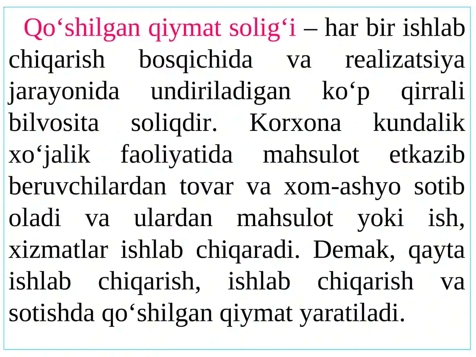 ЮРИДИК ШАХСЛАРДАН ОЛИНДИГАН БОШКА СОЛИКЛАРQO’SHILGAN QIYMAT SOLIG’I 3
