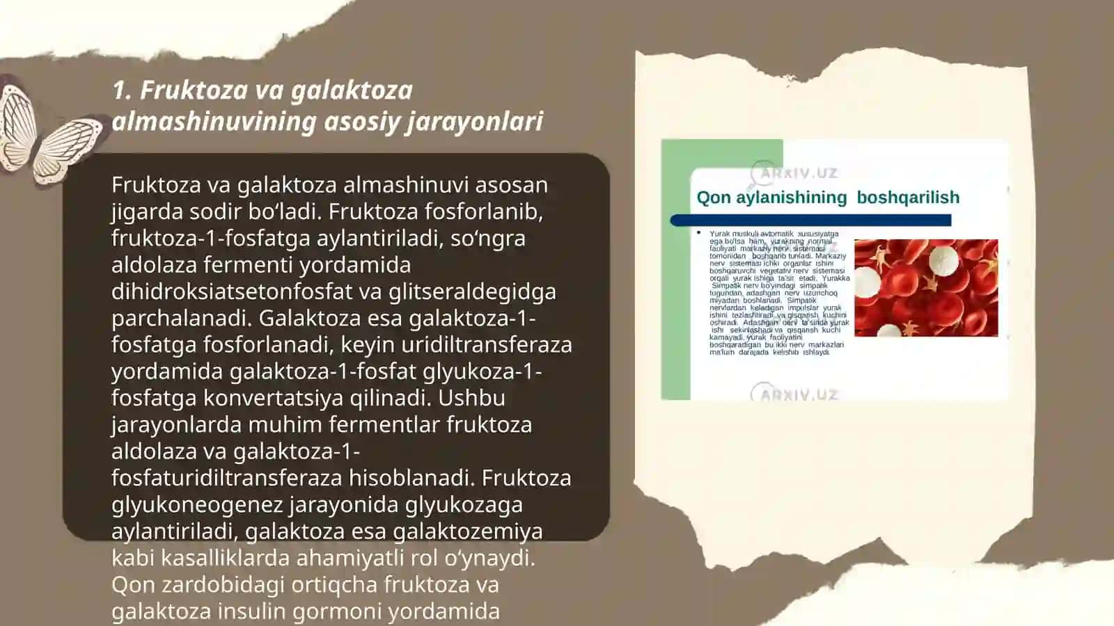 Fruktoza va galaktoza almashinuvi gulikoza gomeostazining boshqarilishini 3