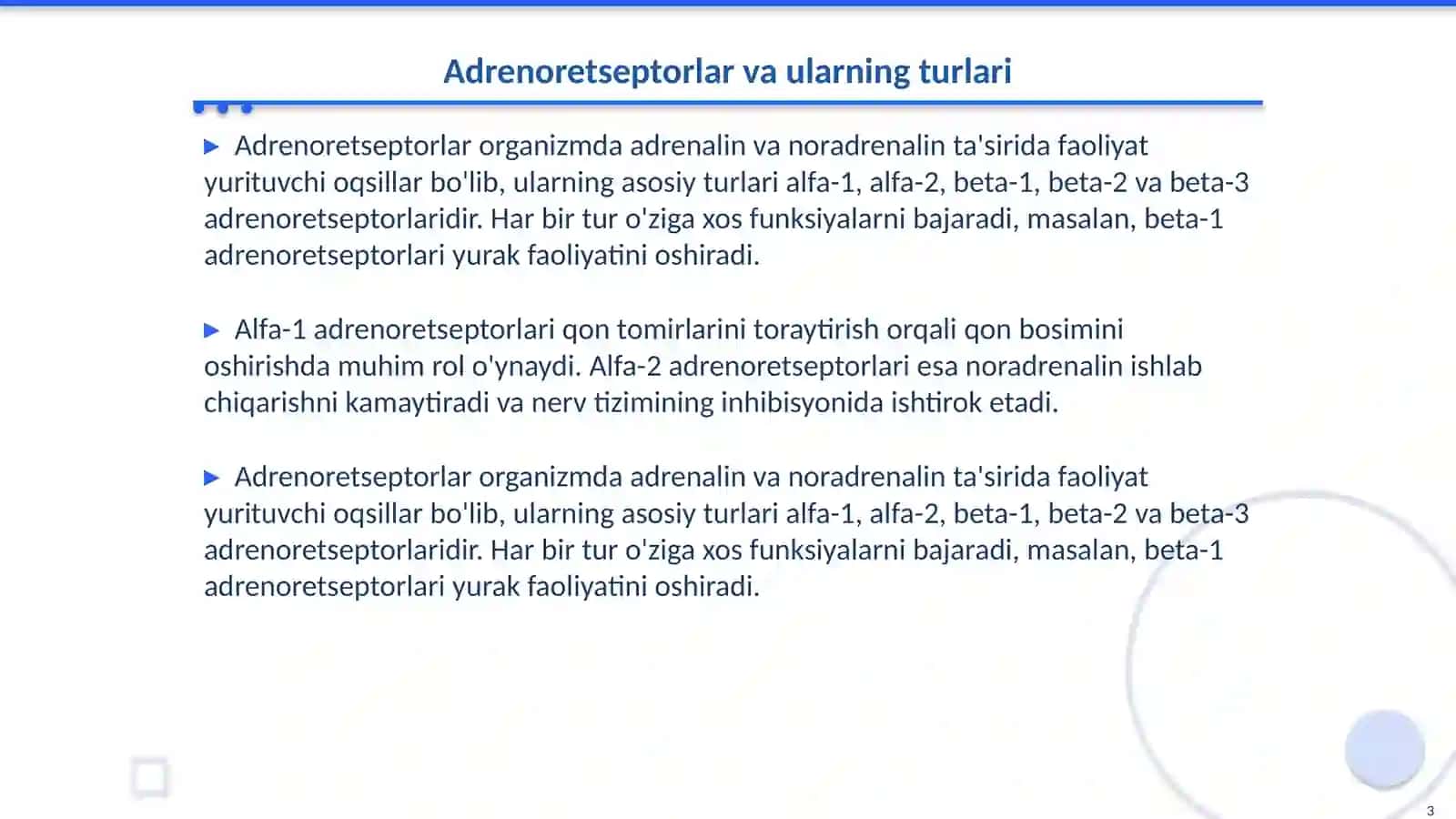 Adrenoretseptorlarni qoʻzgʻatuvchi vositalar 3