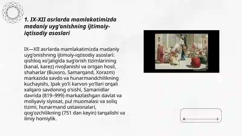IX-XII asrlarda mamlakatimiz hududida ro'y bergan madaniy uyg'onish ( Renessans) 3