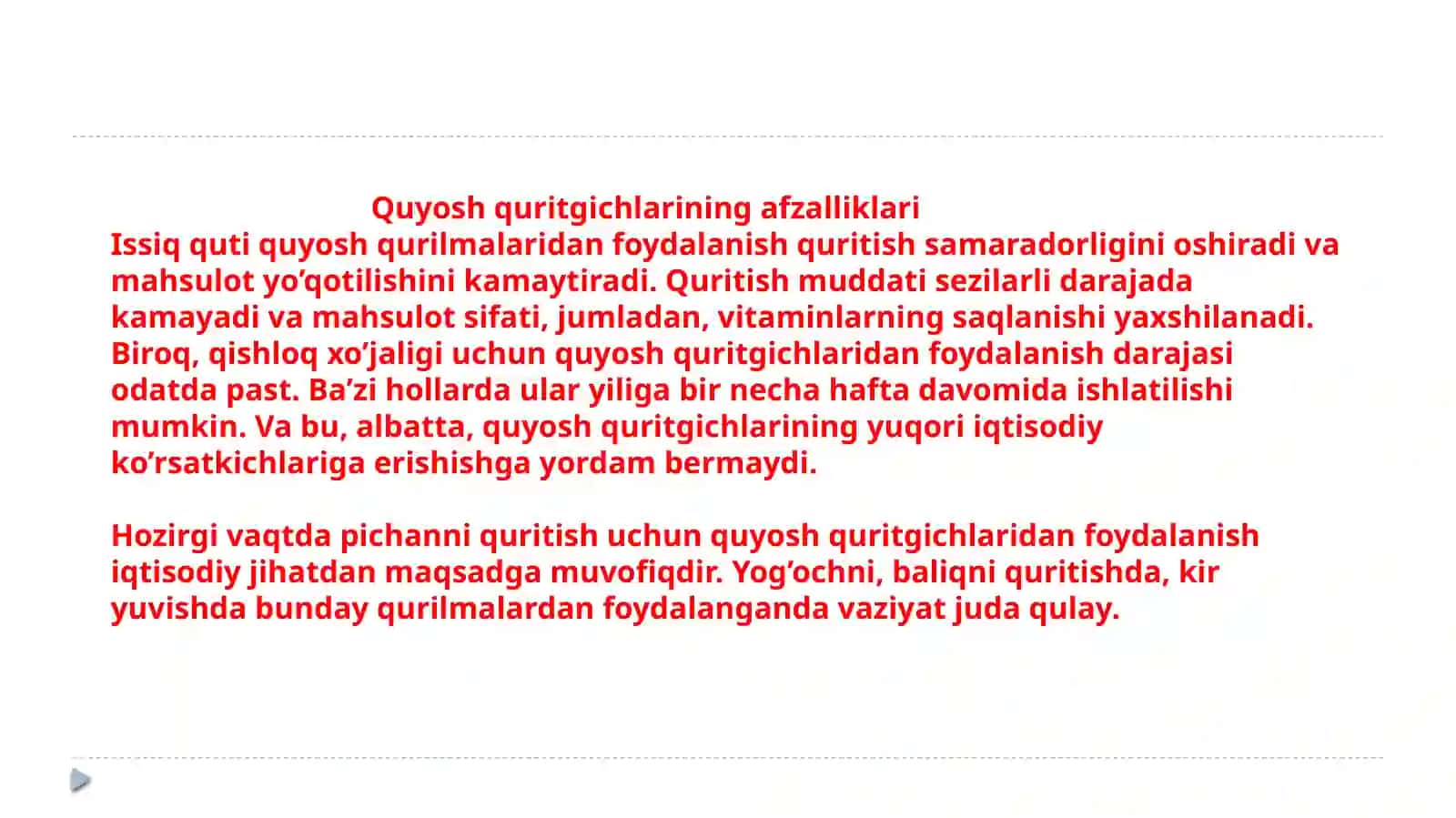 Quyoshli qurutgichlar 3