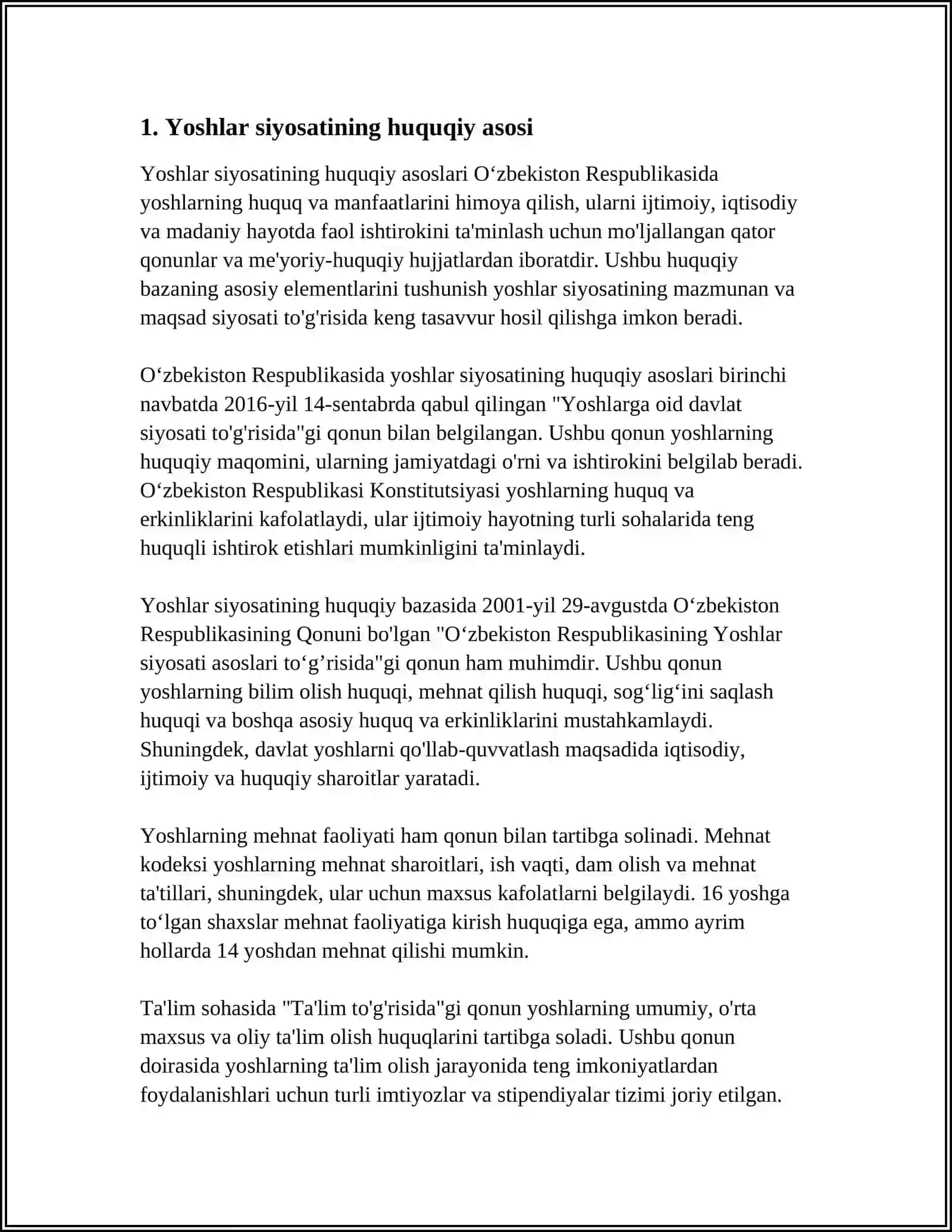 O‘ZBEKISTON RESPUBLIKASINING YOSHLARGA OID SIYOSATI 3