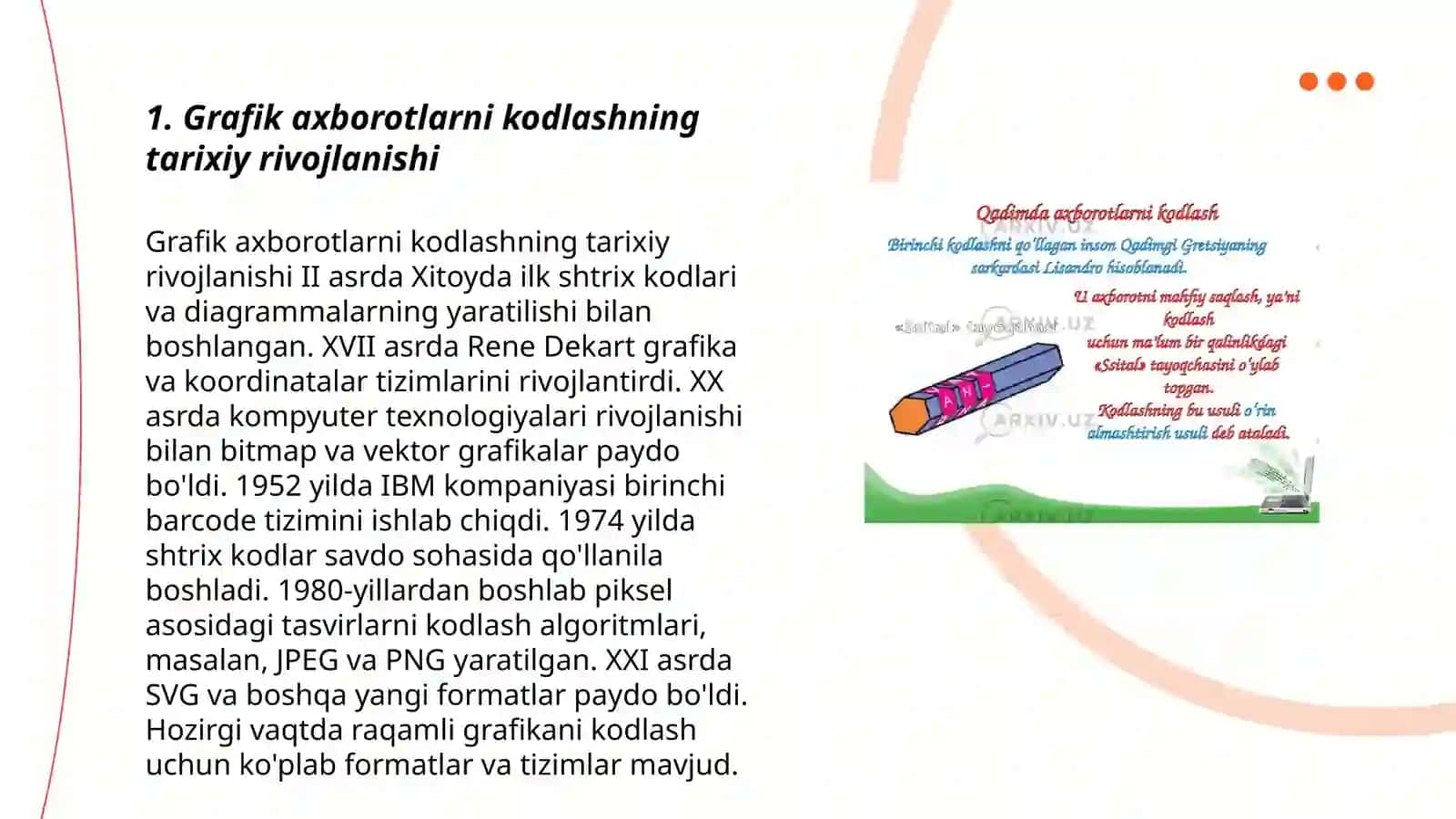 Grafik axborotlarni kodlashning tarixiy rivojlanishi 3