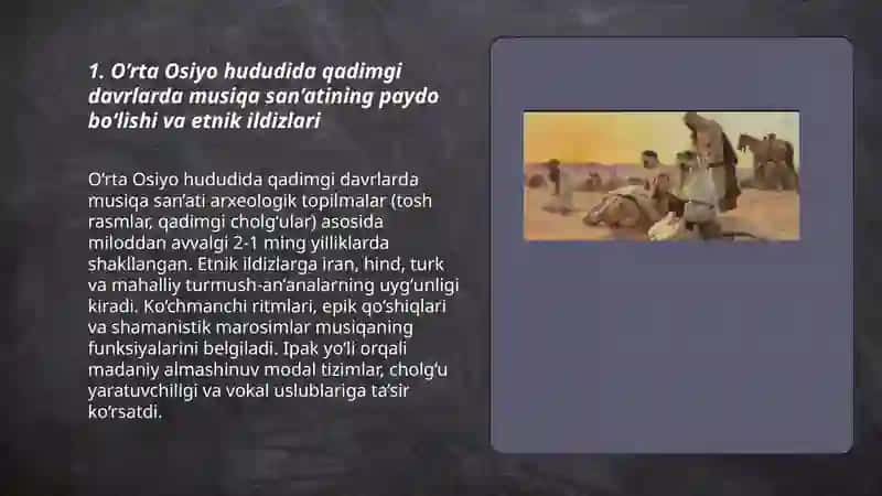 O'rta Osiyo hududida qadimgi davrlarda musiqa san'atining paydo bolishi 3