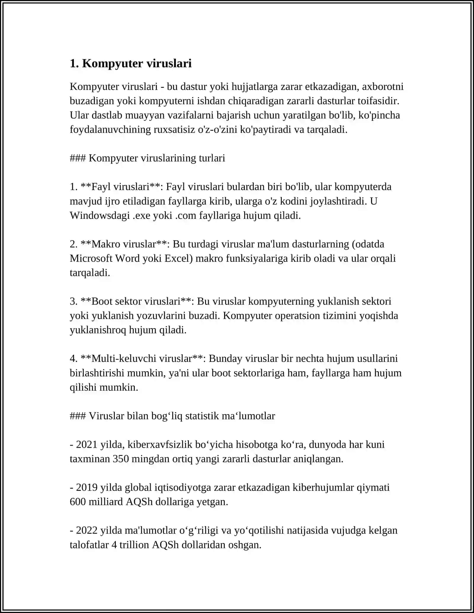 ZARARKUNANDA DASTURLARNING TURLARI 3