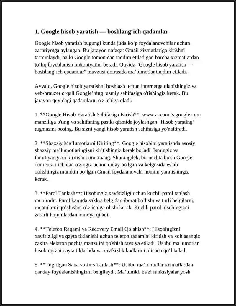 Google hisob yaratish. Gmail xizmatlari 3