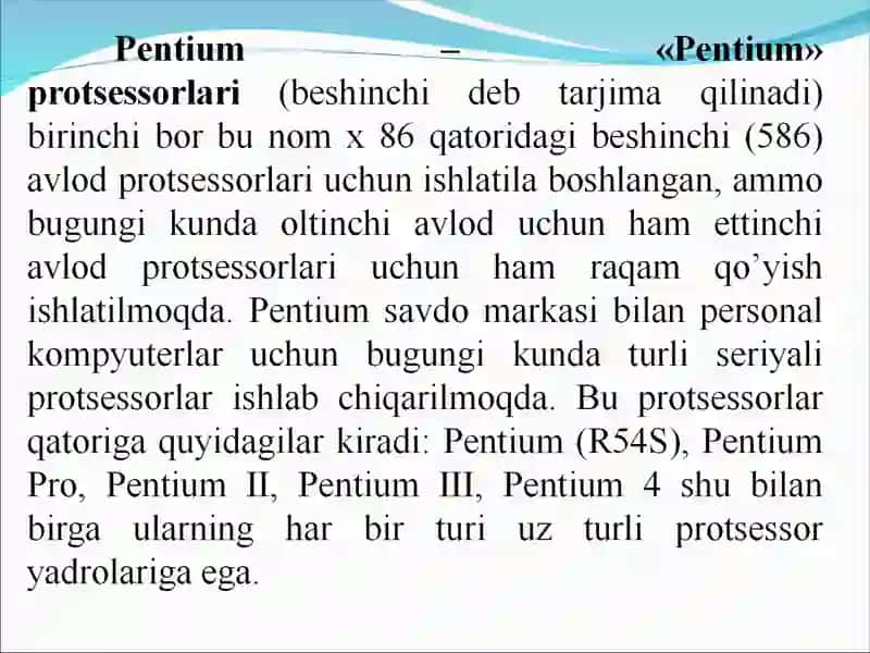 Pentium 4 protsessorining muhim jihatlari va mikrosxemaning tuzilishi 3