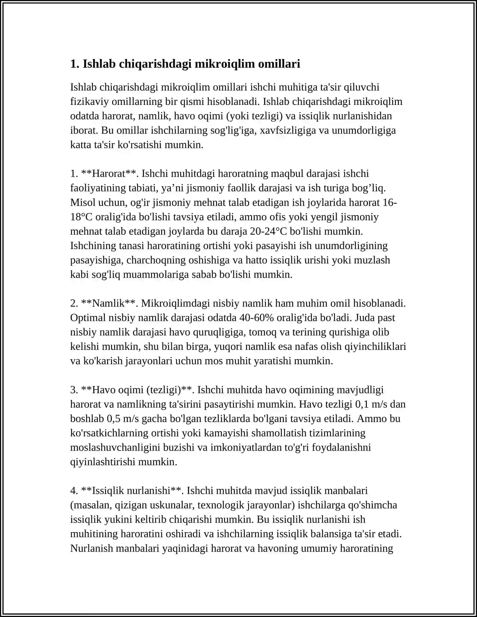 ISHLAB CHIQARISHDA MIKROIQLIM PARAMETRLARI YORITILGANLIK ISH FAOLIYATI 3