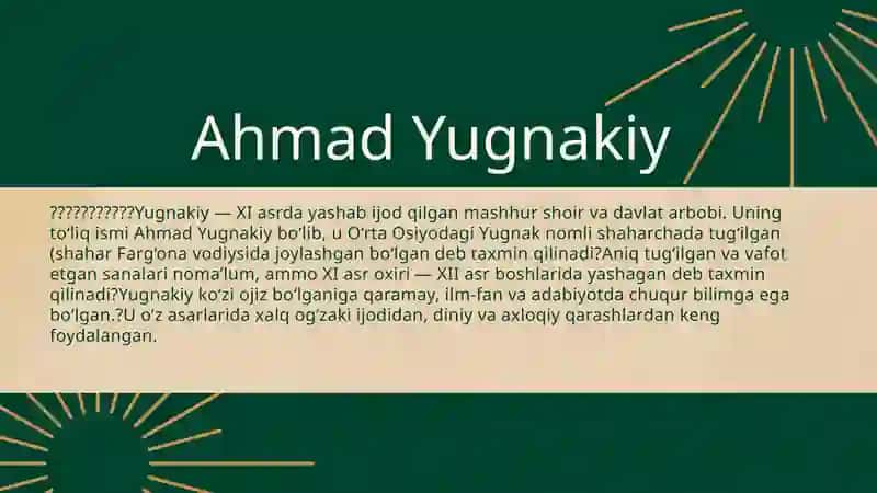 Ahmad Yassaviy va Ahmad Yugnakiyning hayoti va ijodimanbalari 3