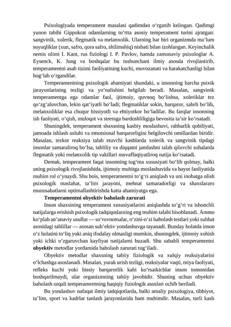 Temperament xususiyatlarini baholaydigan obektiv metodlar 3