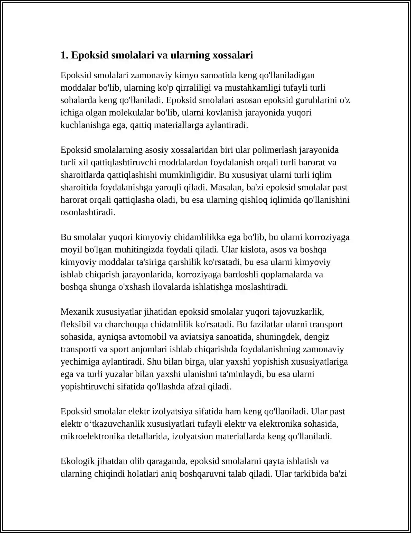 MAXSUS XOSSALI POLIMERLAR EPOKSID SMOLALARI ASOSIDA 3