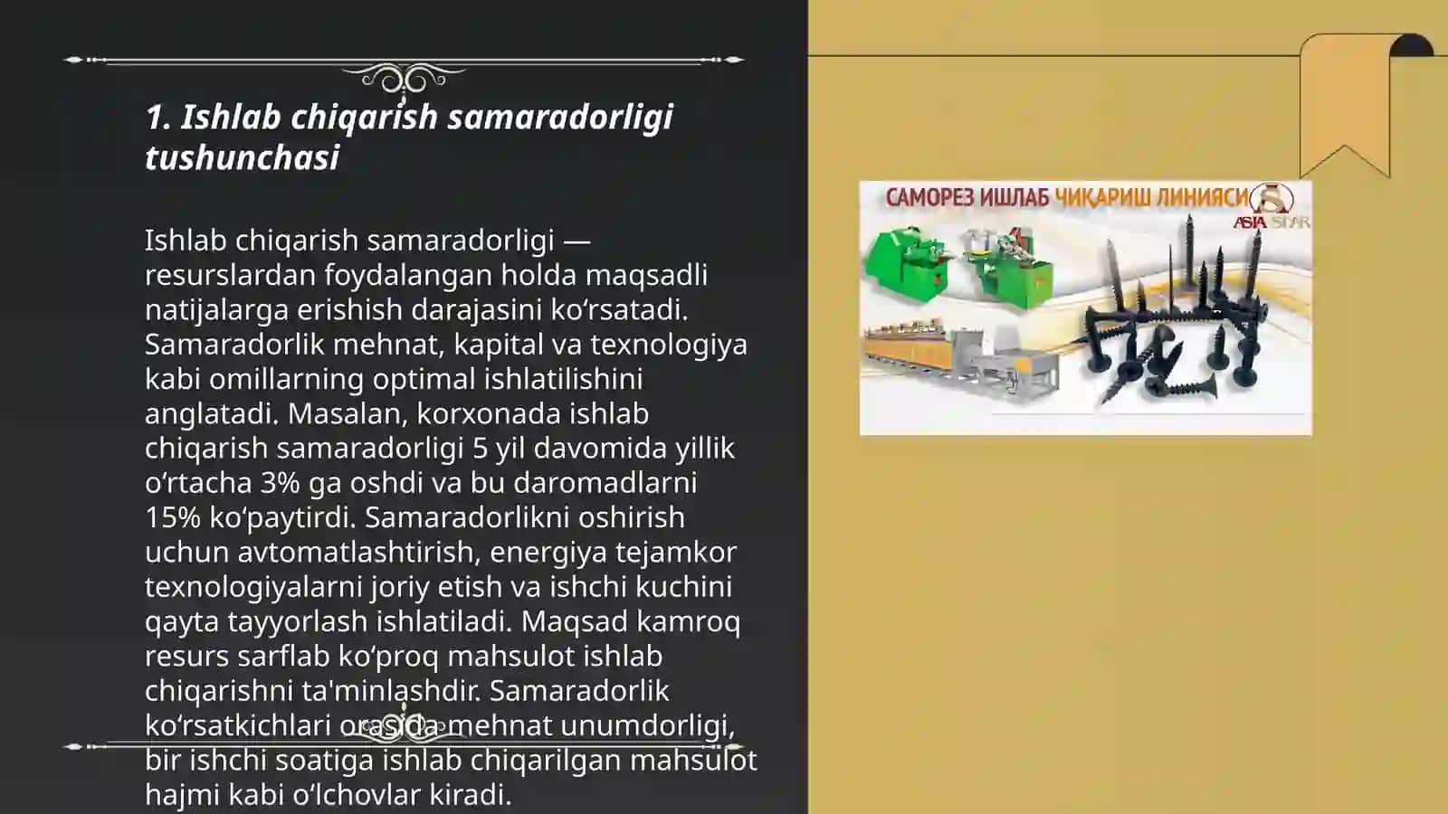 Ishlab chiqarish samaradorligi va uning ko'rsatkichlari 3