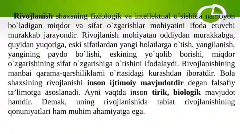 Shaxsning rivojlanishiga ta'sir etuvchi omillar 3