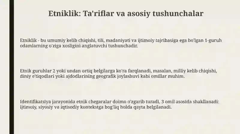 Etniklik: Ta'riflar va asosiy tushunchalar 3