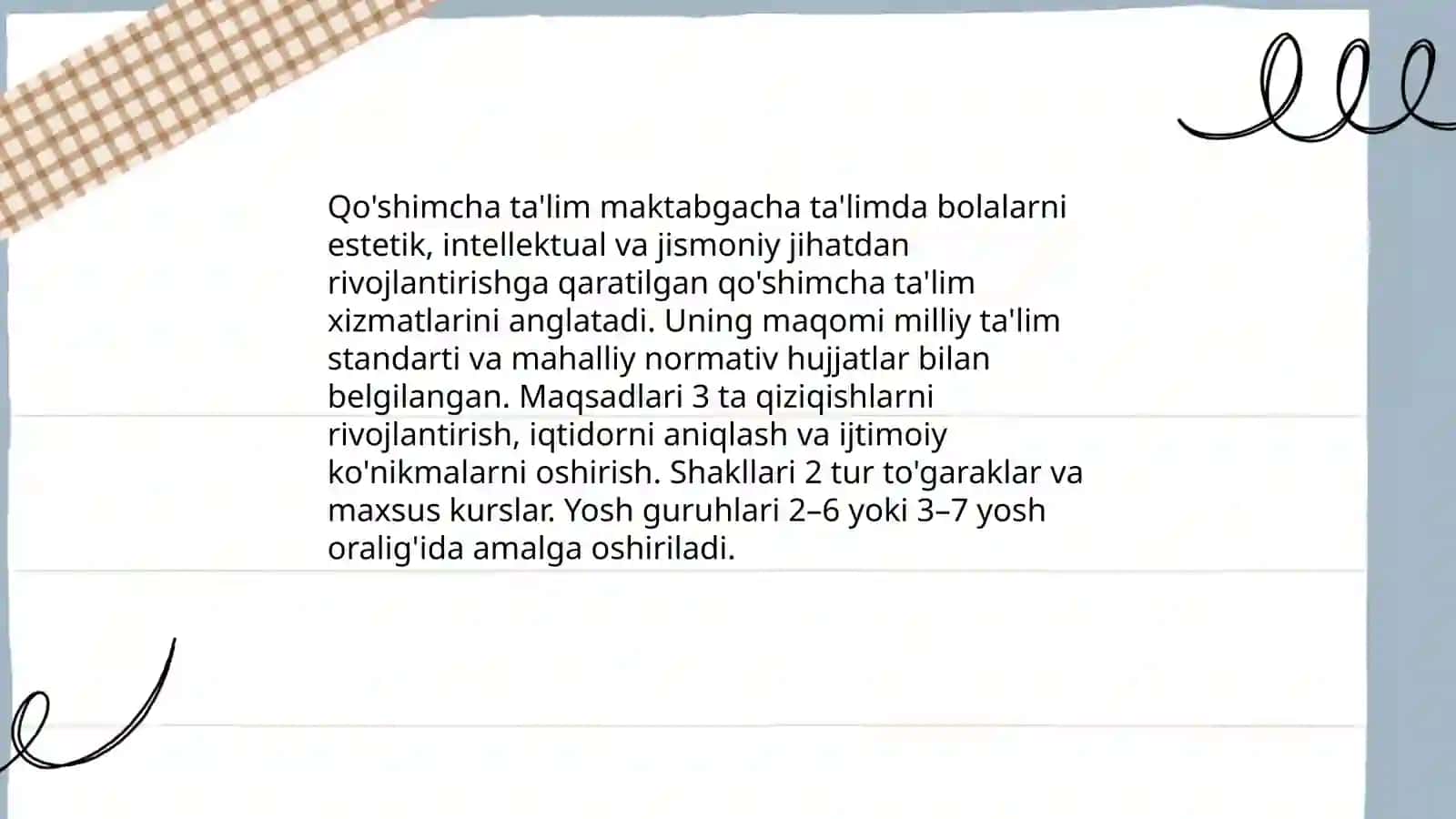 Maktabgacha ta'lim tashkilotida qo'shimcha talim tizimi 3
