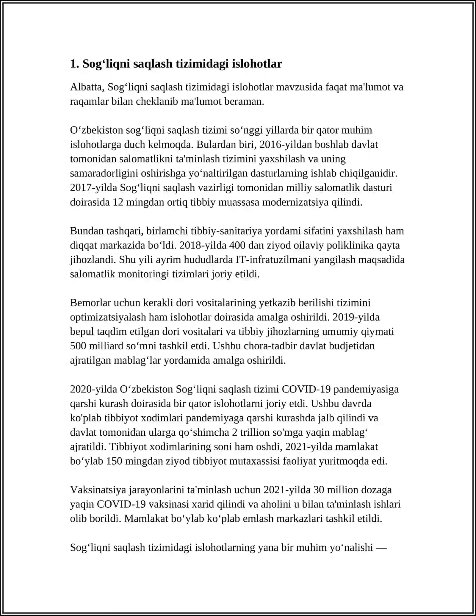 O‘zbekistonda ijtimoiy sohada amalga oshirilayotgan o‘zgarishlar mazmuni va mohiyati 3