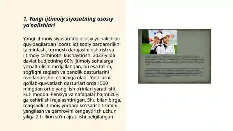 Oʻzbekistonda ijtimoiy sohada amalga oshirilayotgan oʻzgarishlar mazmun va mohiyati 3