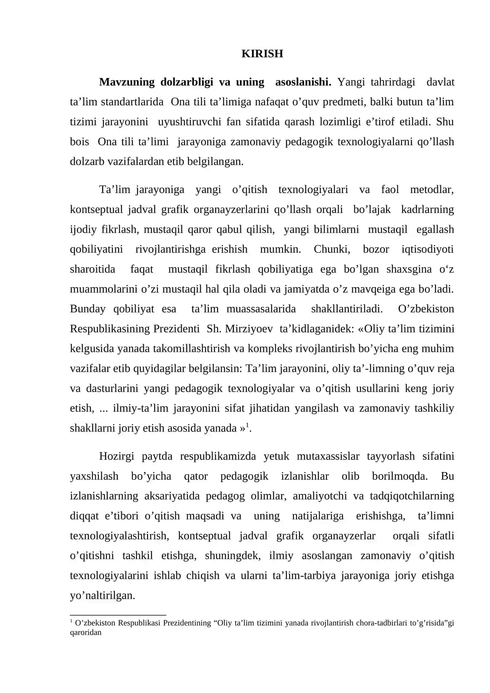 “Ko‘p ma’noli so‘zlar”modulini o‘qitishda kontseptual jadval grafik organayzerlardan foydalanish” mavzusidagi BITIRUV ISHI 3