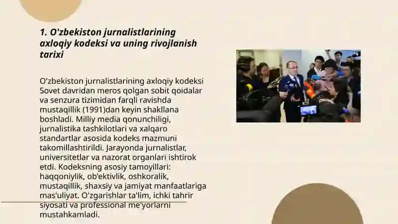 O'zbekiston jurnalistlarining axloqiy me'yorlari 3