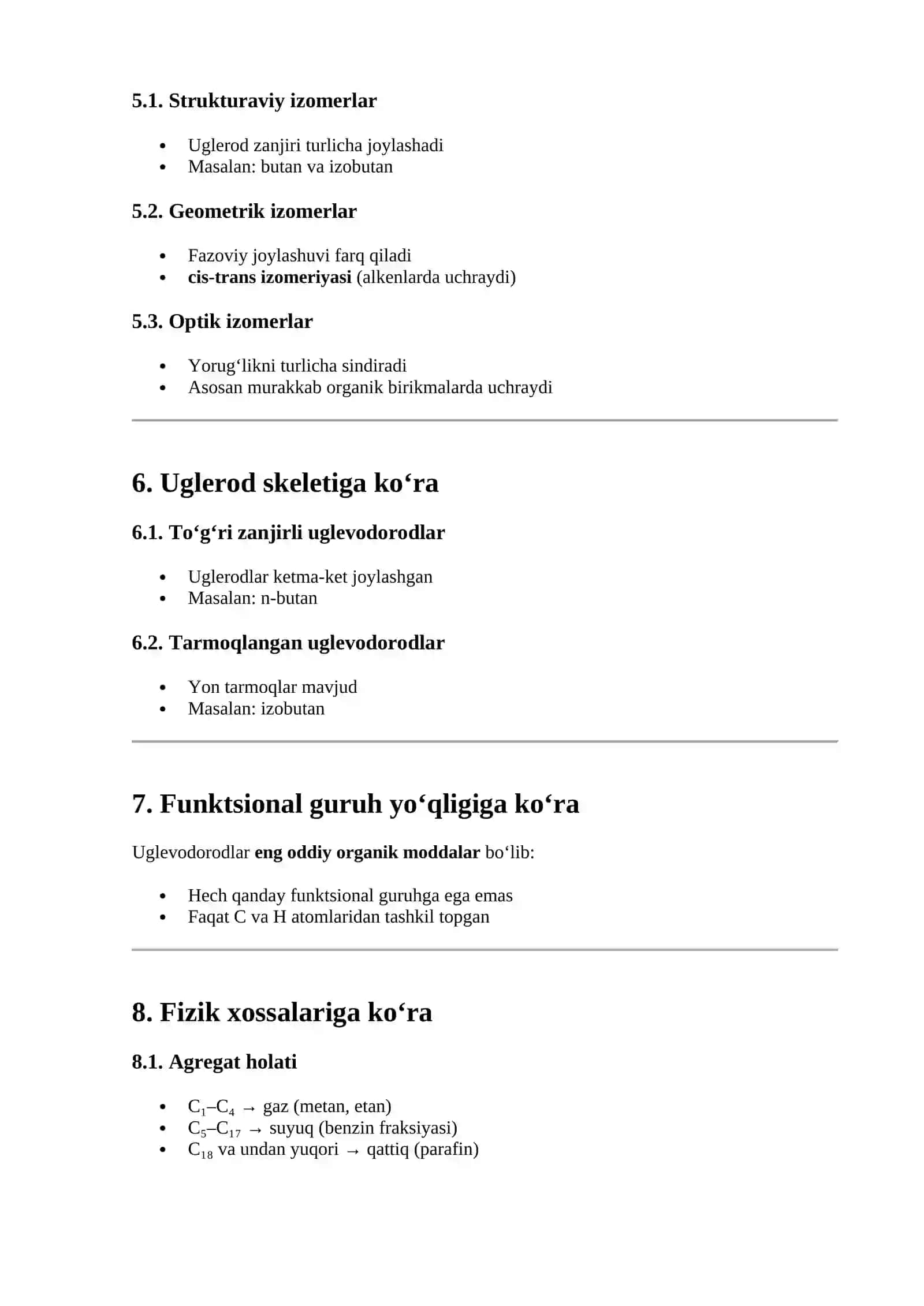 UGLEVODORODLARNING KLASSIFIKATSIYASI 3