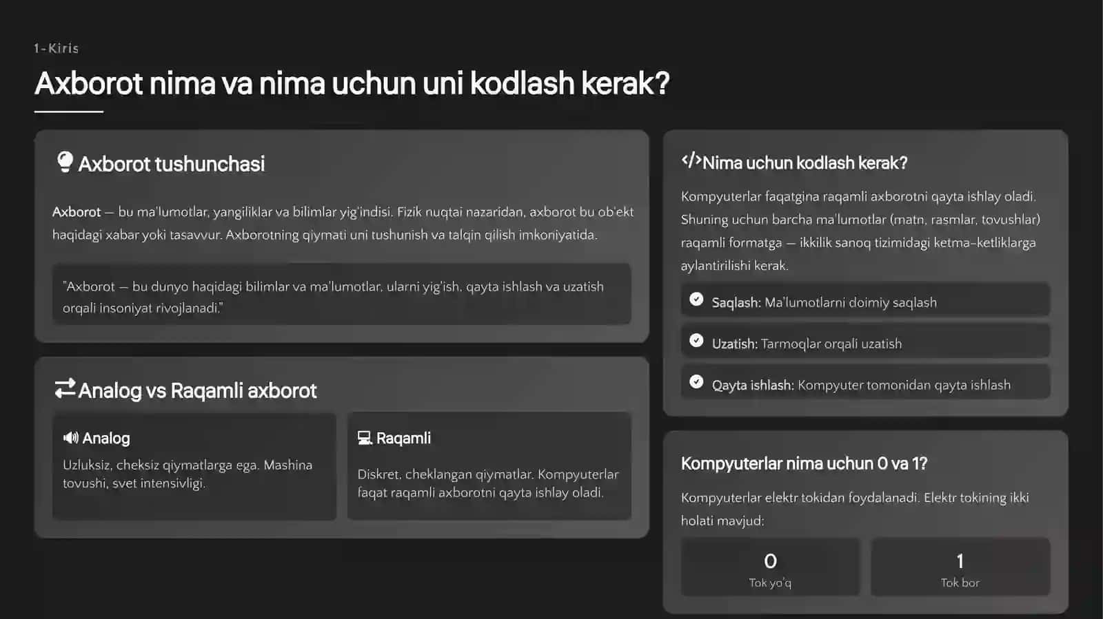 Axborot Texnologiyalari va Kodlash 3