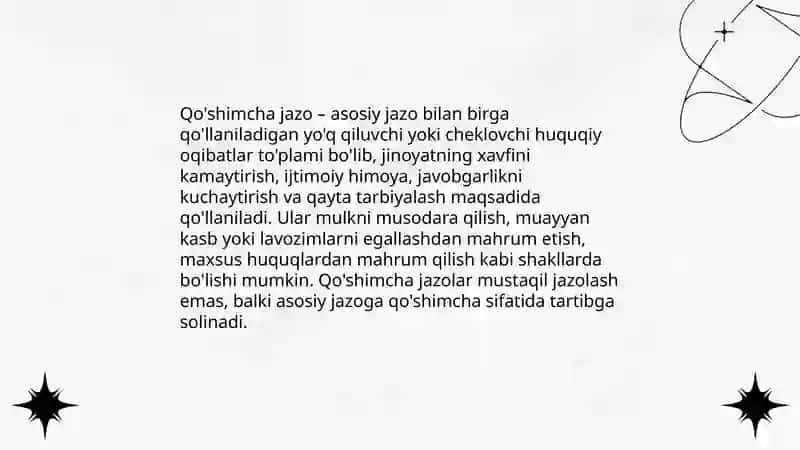 Qo'shimcha jazolar tushunchasi va ahamiyati 3
