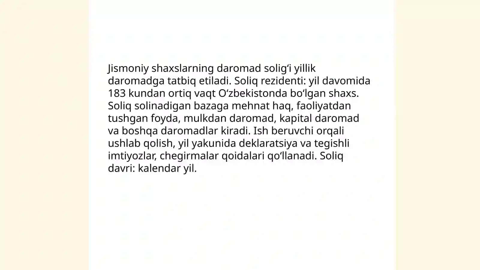 Jismoniy shaxslarni va ularning ayrim toifalari tomonidan toʻlanadigan soliq 3