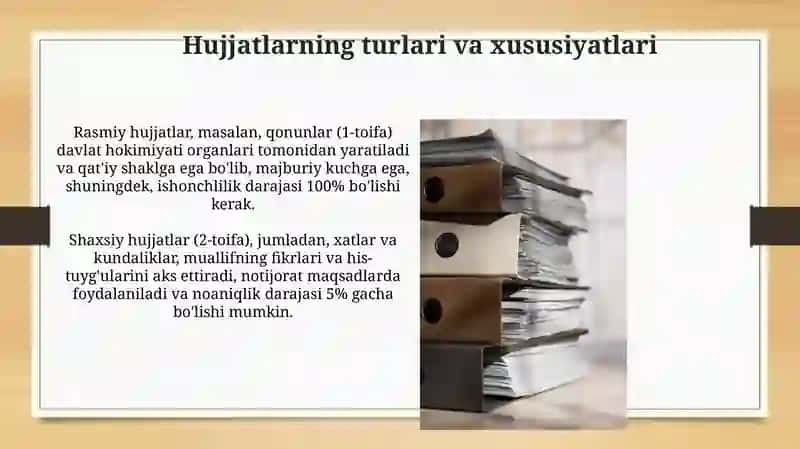 Hujjatlarning turlari va xususiyatlari 3
