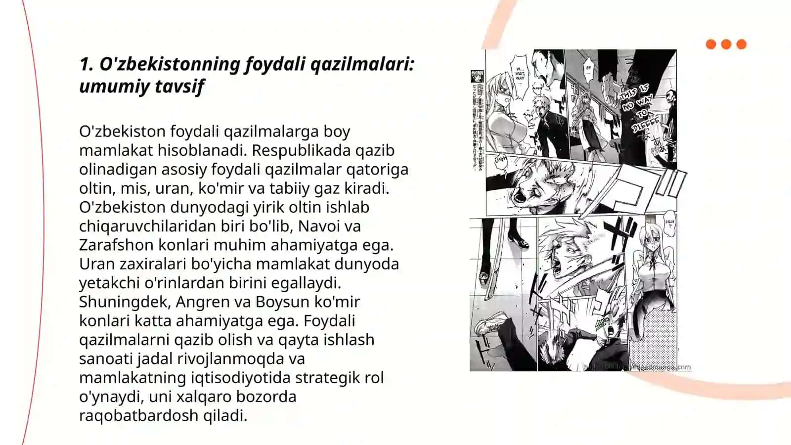 O'zbekistonning foydali qazilmalari haqida ma'lumotlar tayyorlash va xarita da belgilash 3