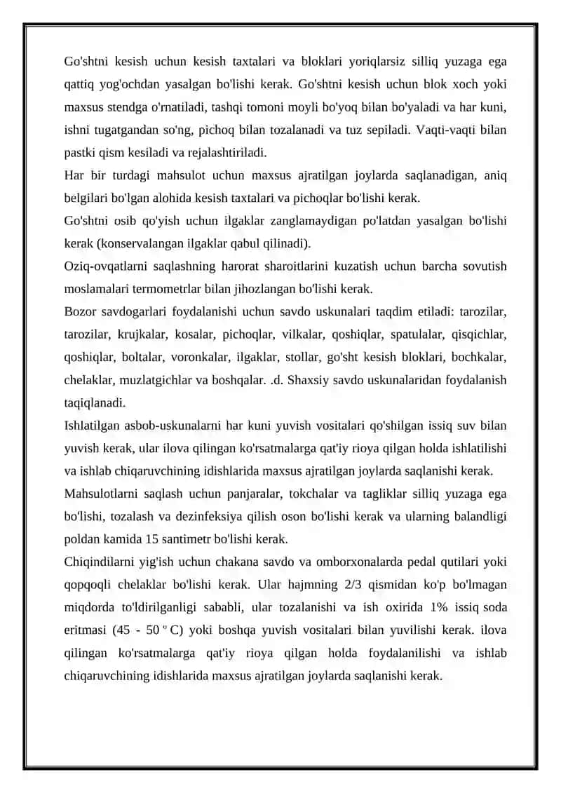 Bozorlar Qoshidagi Ovqatlanish Shahobchalar Sanitariya Nazorati 3