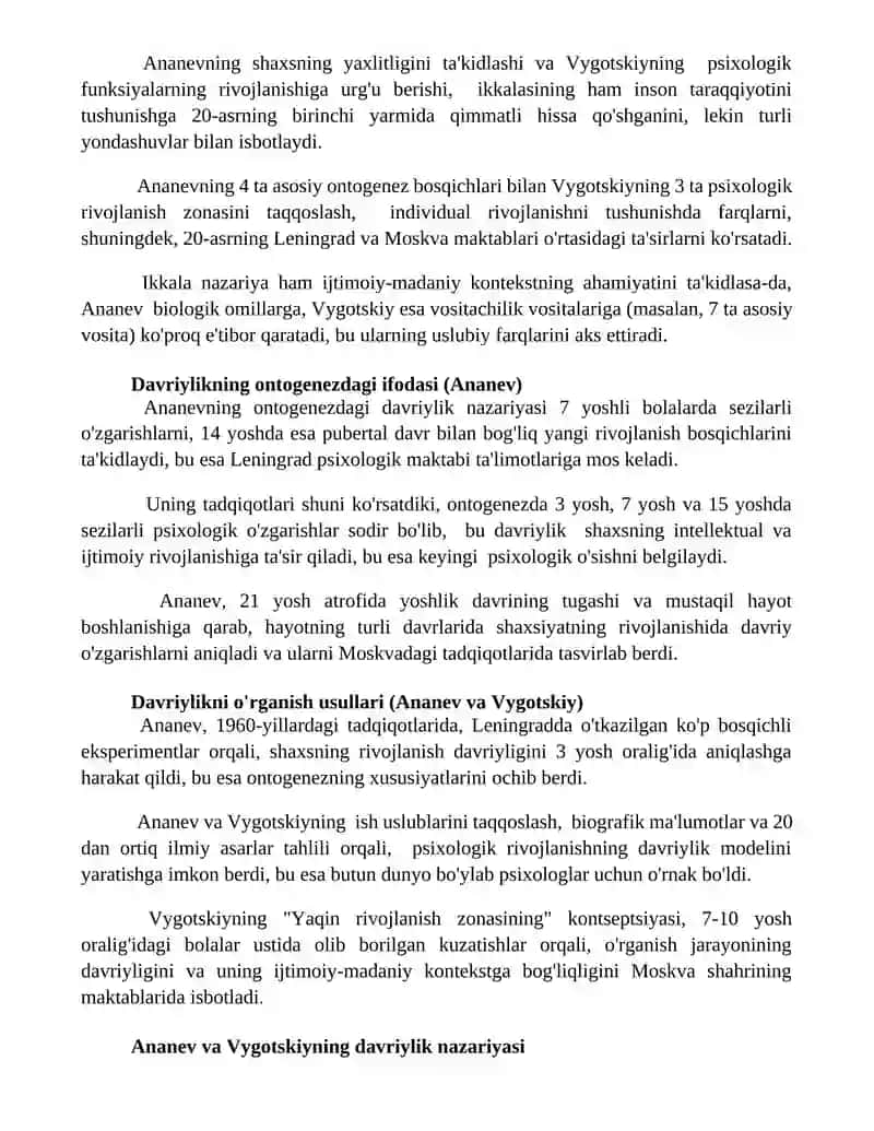 Rus psixologiyasida davrlashtirish (Ananev va Vigotskiy boyicha) 3