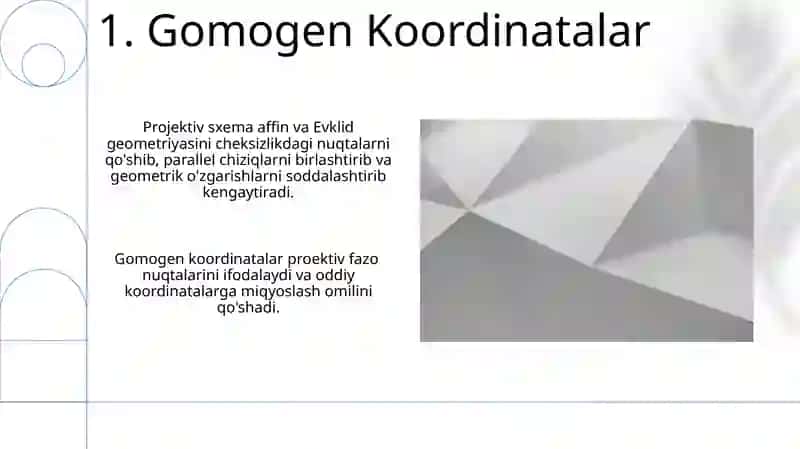 Affin va yevklid geometriyasining proektiv sxemasi 3