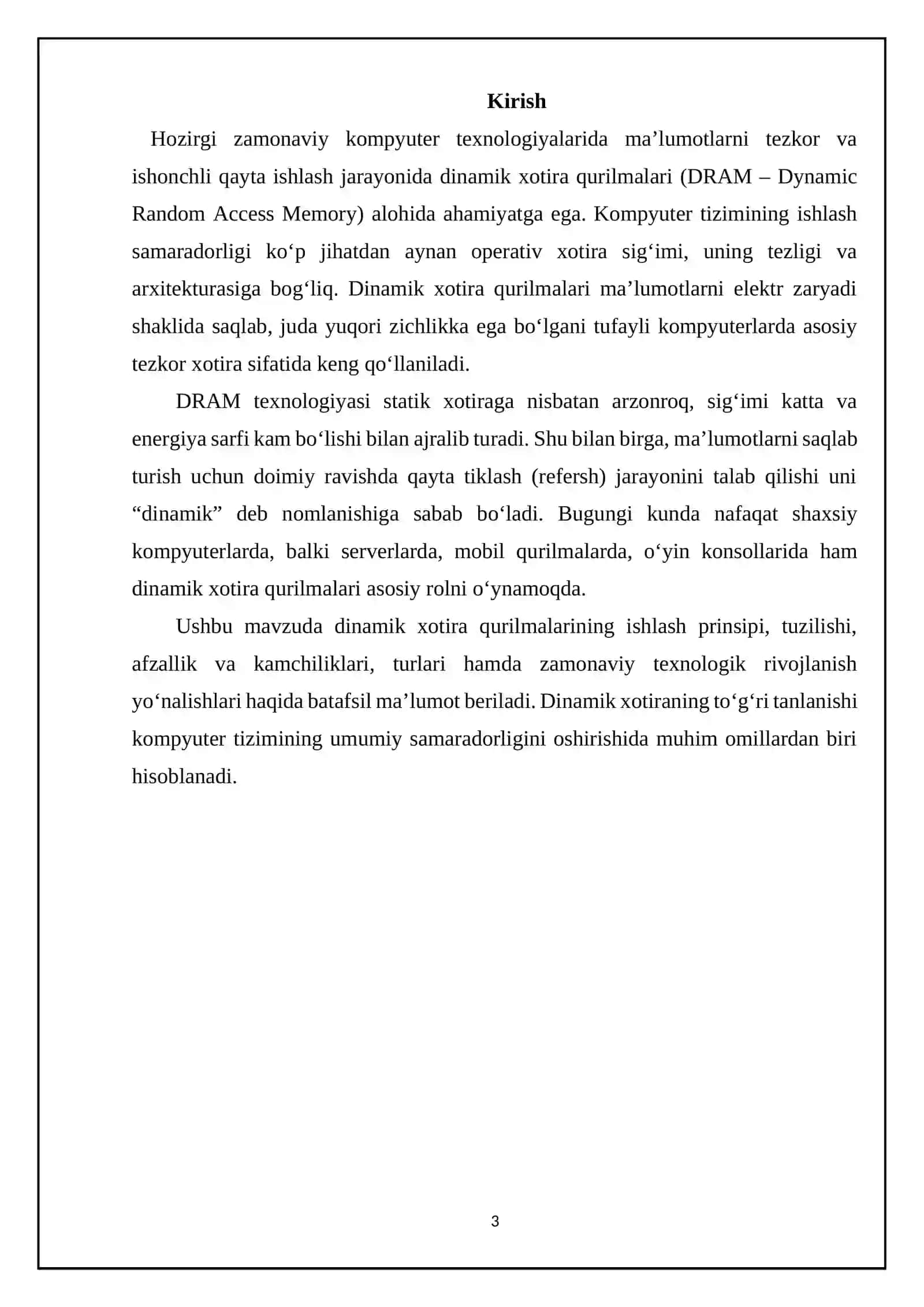 “Dinamik xotira qurilmalari” 3