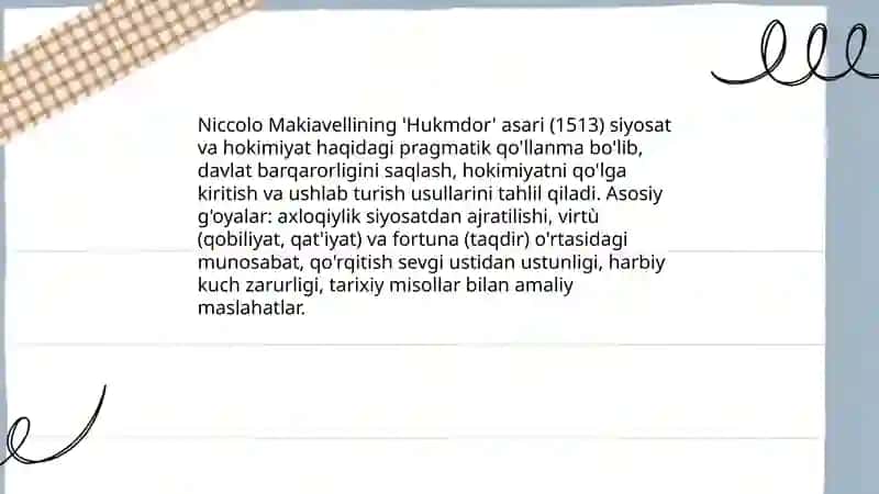 Makiavellinning "Hukmdor" asari 3