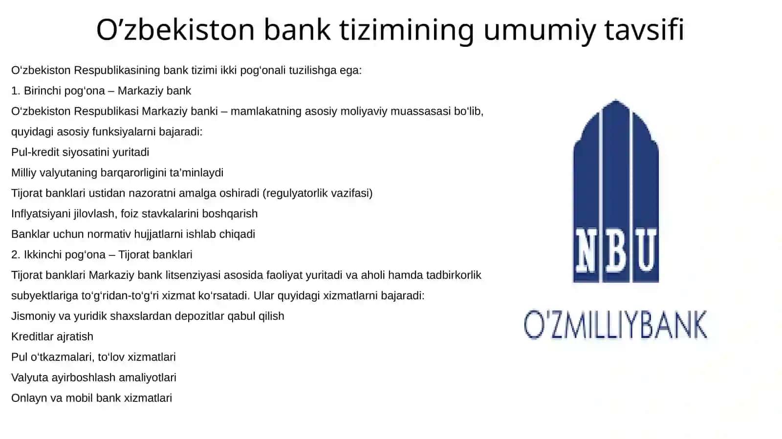 O’zbekiston Respublikasi bank tizimini rivojlantirish ko’rsatkichlari 3