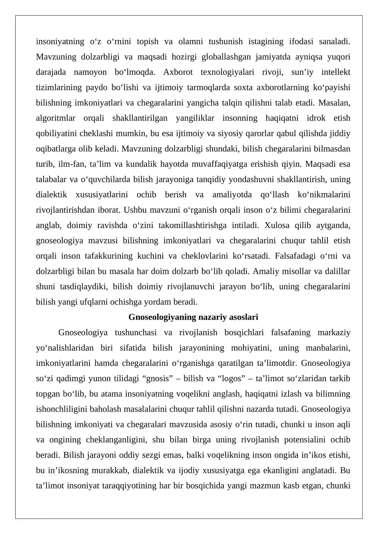 Gnoseologiya: bilishning imkoniyati va chegaralari 3