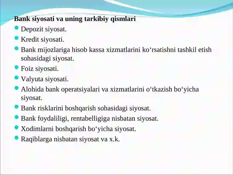 RIVOJLANGAN MAMLAKATLAR BANK AMALIYOTIDA KREDIT SIYOSATI VA UNING O'ZIGA XOS XUSUSIYATLARI 3
