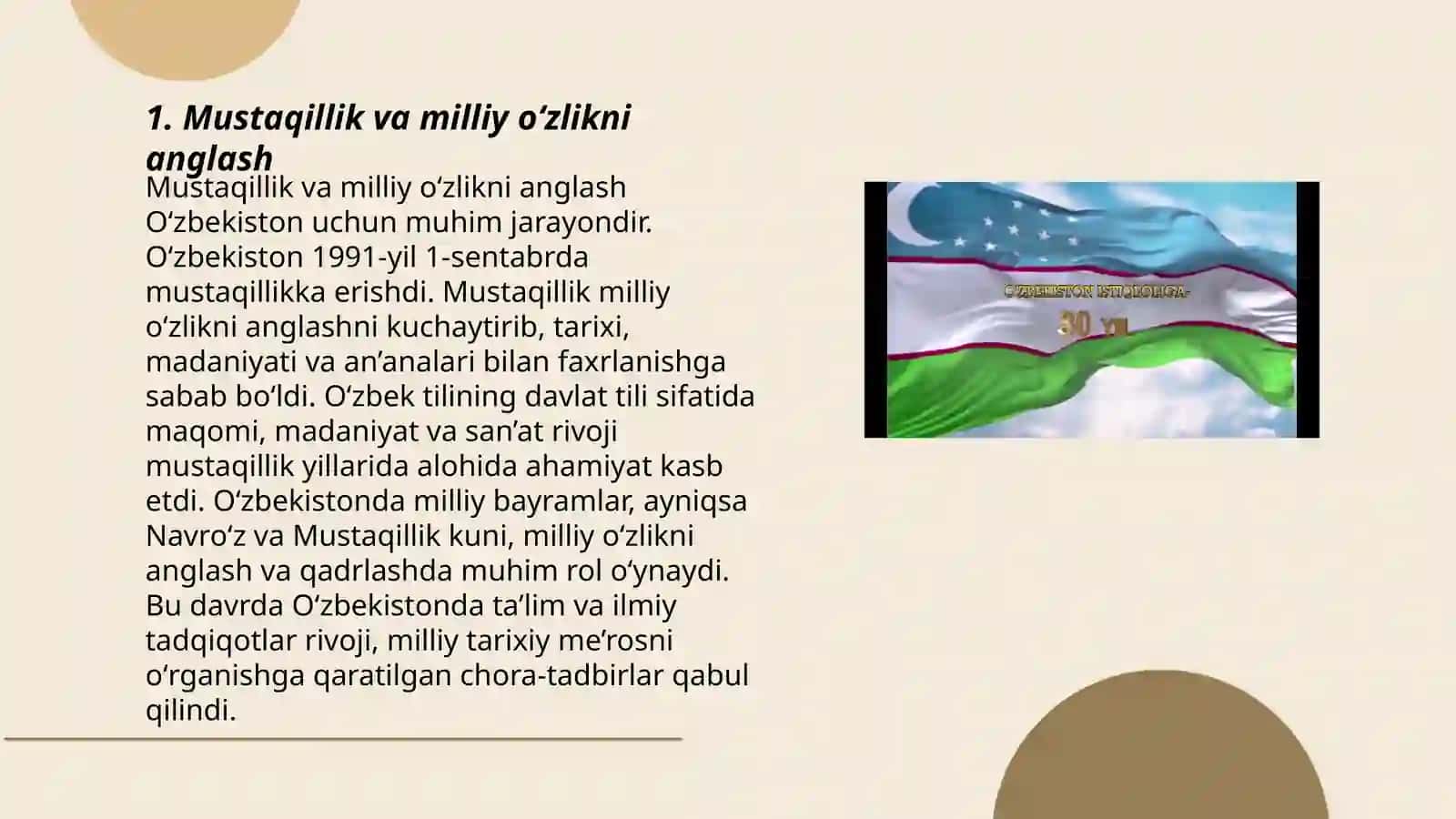 Mustaqillik va milliy oʻzlikni anglash 3