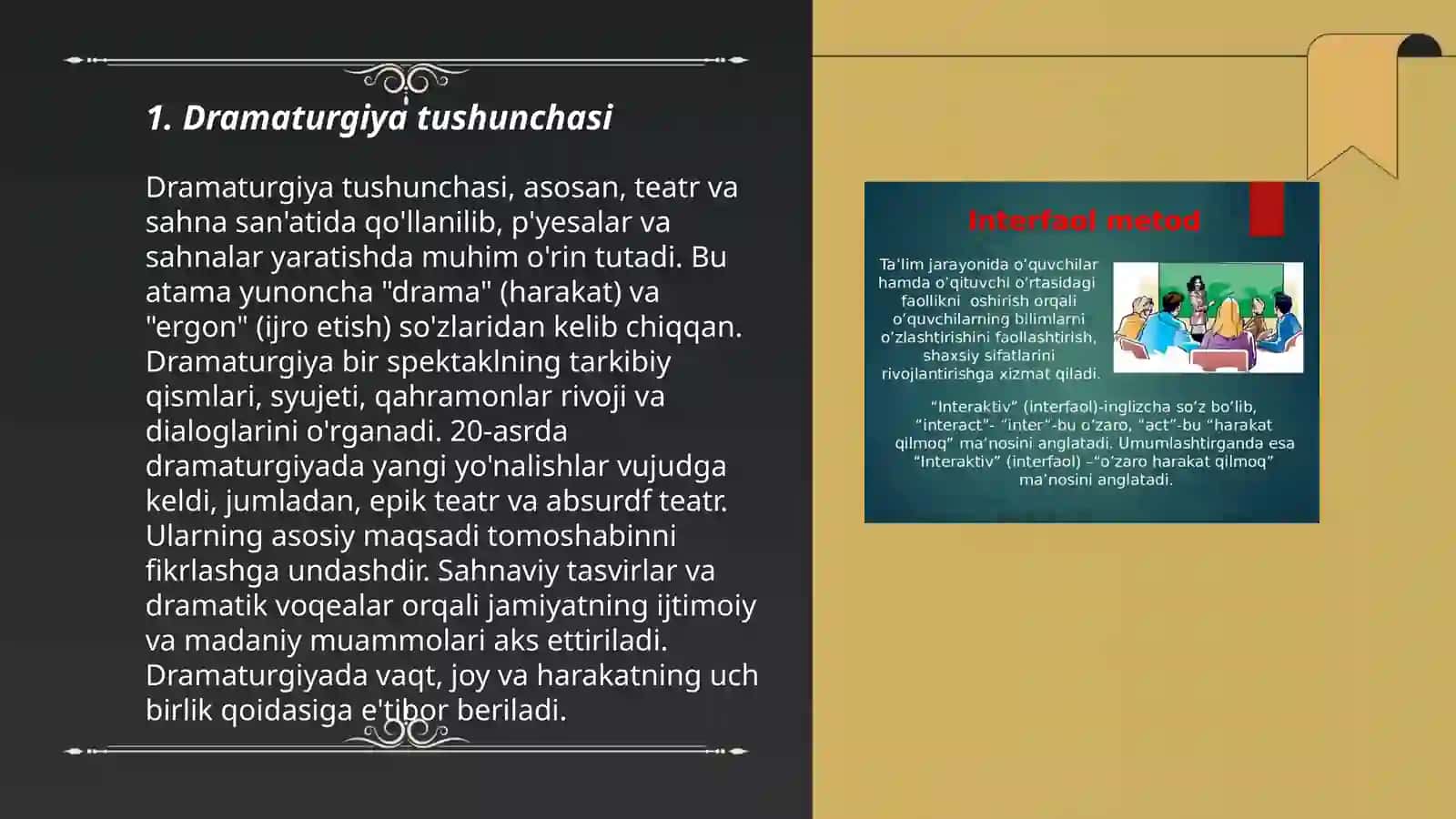 Dramaturgiya va uning janrlari haqida maʼlumot bering 3