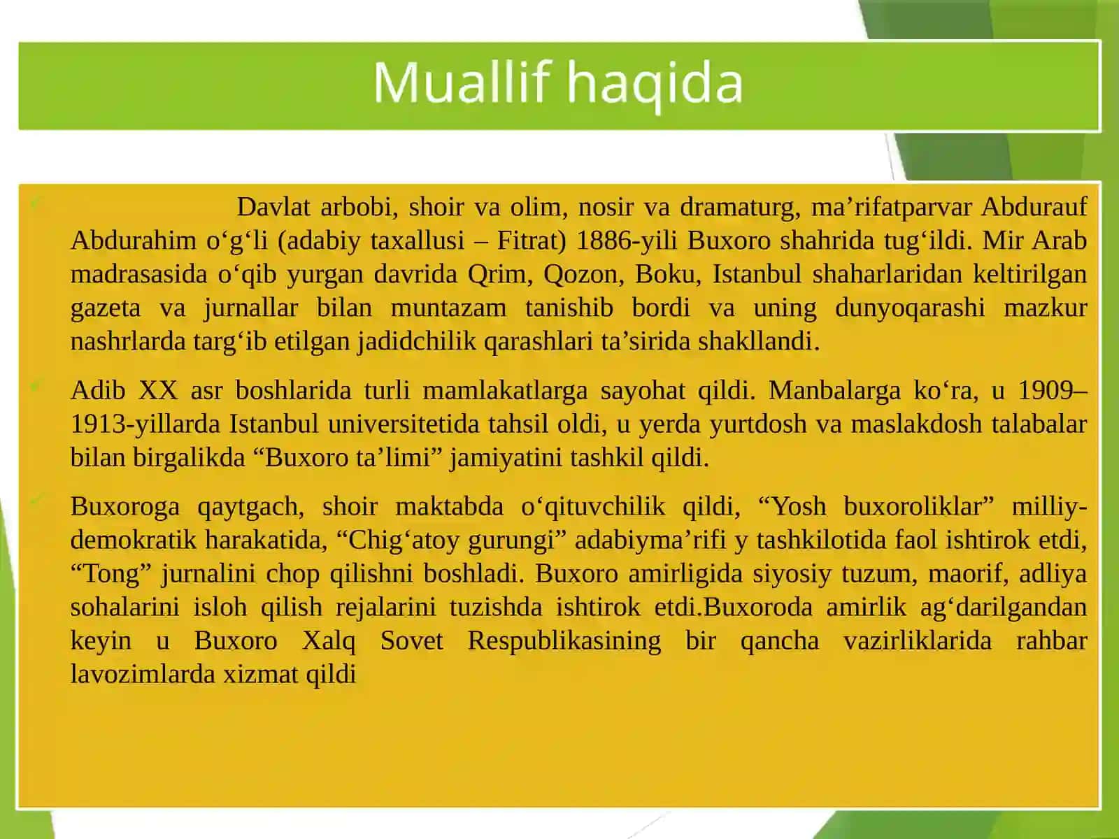 Abdurauf Fitrat “Abulfayzxon” Dramasi 3