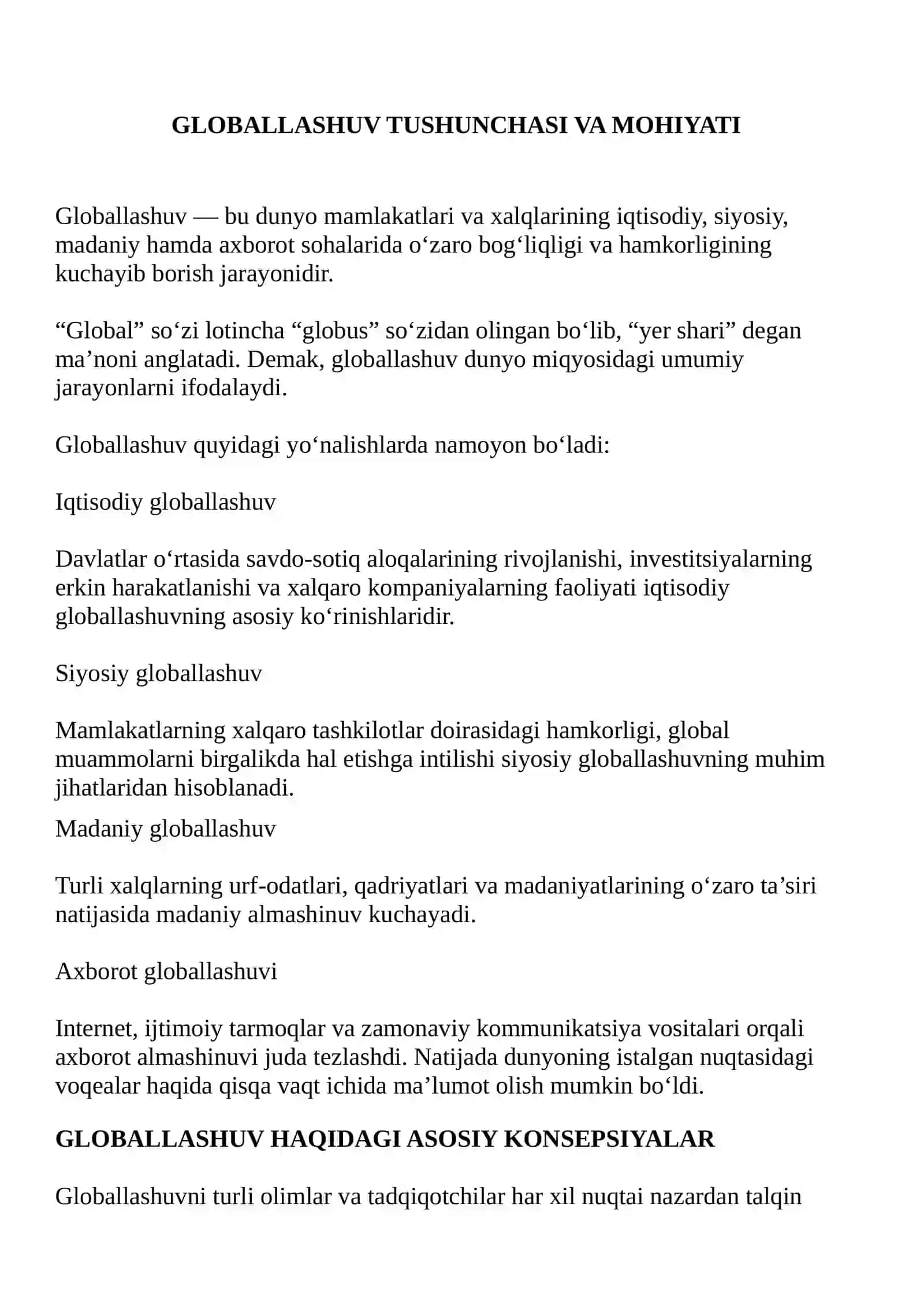 Globallashuv va globallashuv haqidagi konsepsiyalar 3