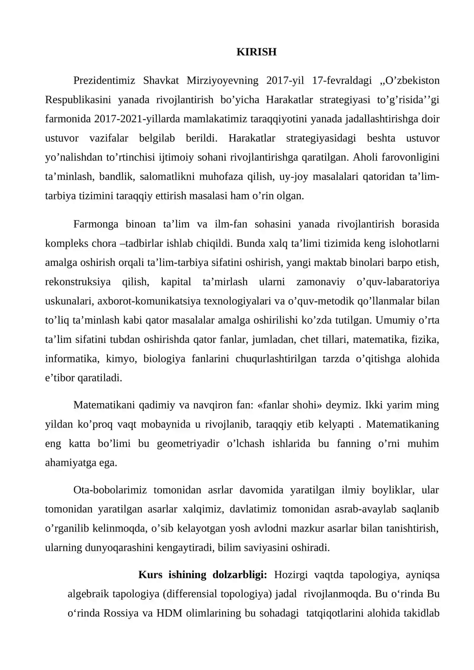 Topologik fazolar. Ochiq va yopiq to’plamlar va ularning xossalari. Topologik fazoni baza bo’yicha qurish 3