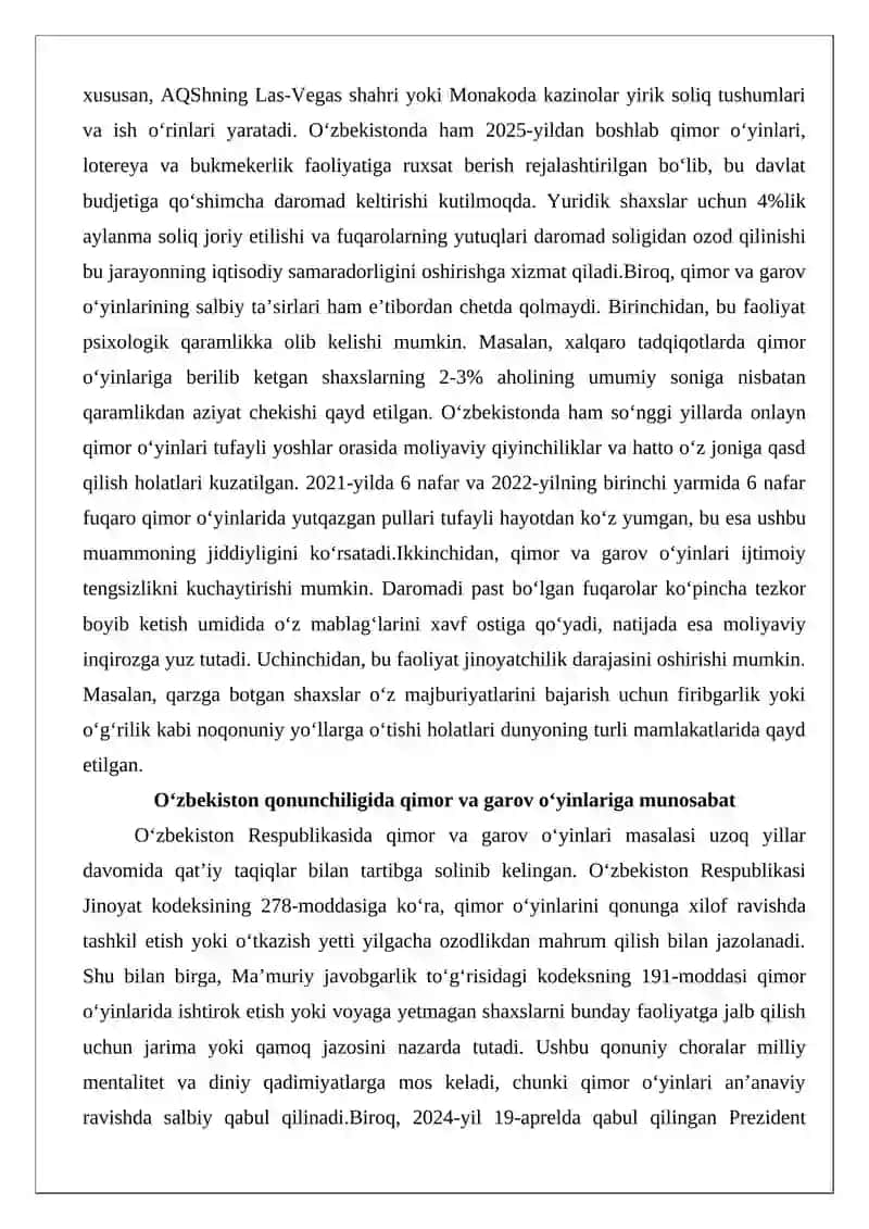 Qimor va garov o‘yinlarini o‘tkazish 3