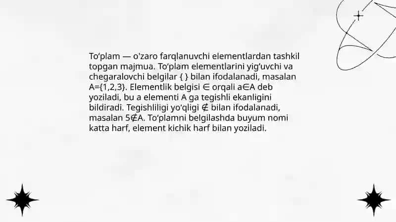 Toʻplamlar va ular ustida amallar 3